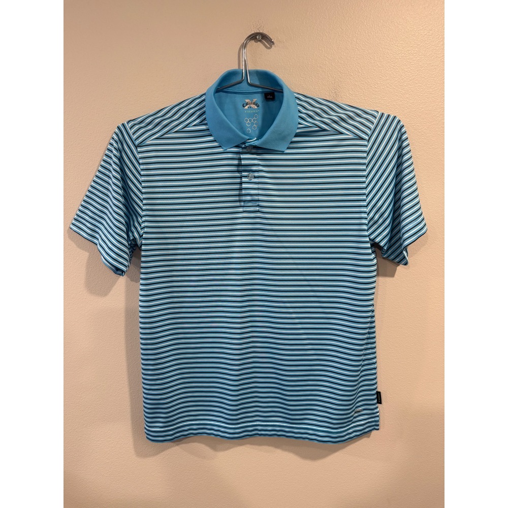 Callaway Golf X Series Mens Blue Striped Short Sleeve Polo Shirt Size Large L